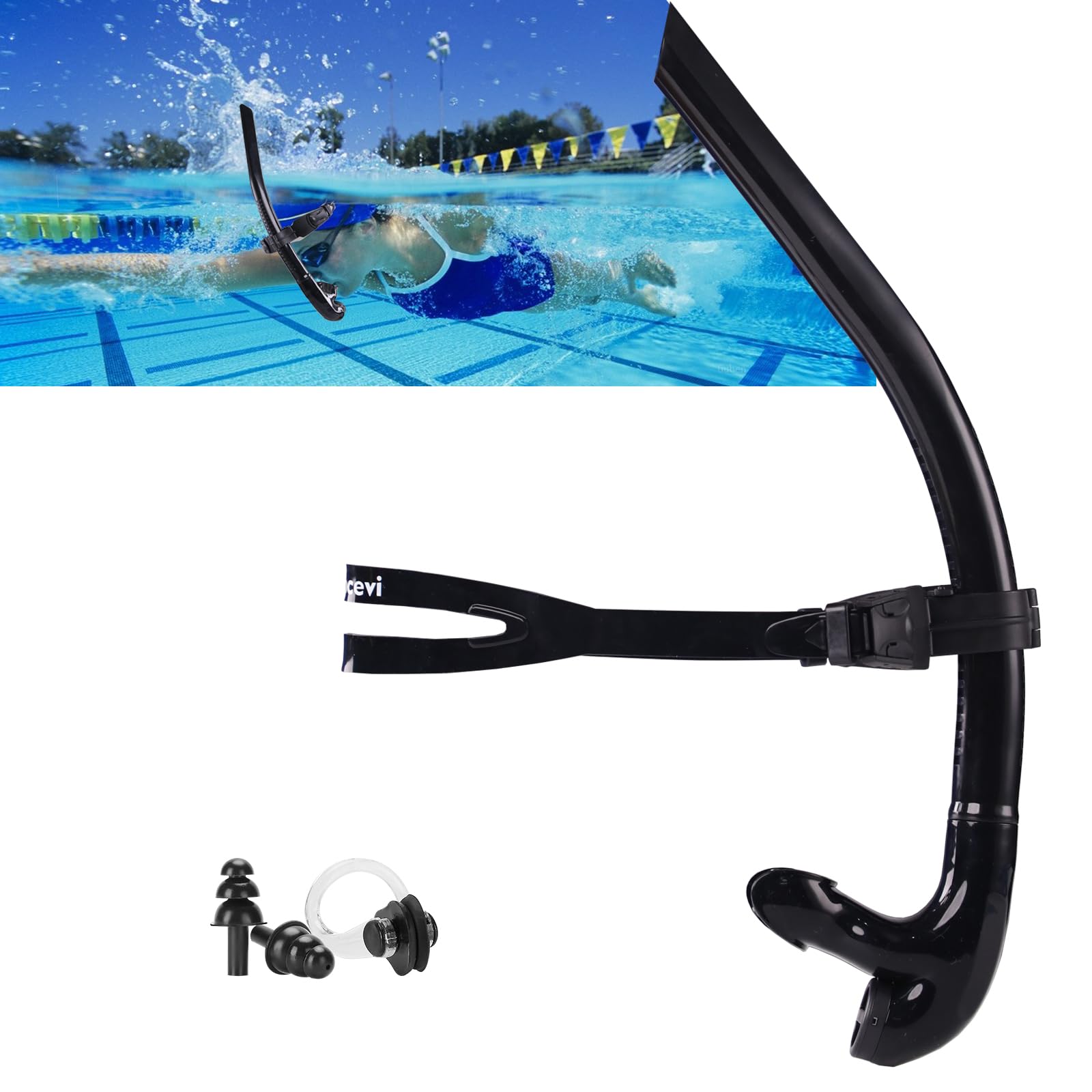 Swim Snorkel for Lap Swimming,No Loud gurgling Noise No Hurt Forehead No Slip Swimming Snorkeling Training for Adult/Kid/Youth,Swimmer Snorkle Center Mount Snorkel One-Way Purge Valve