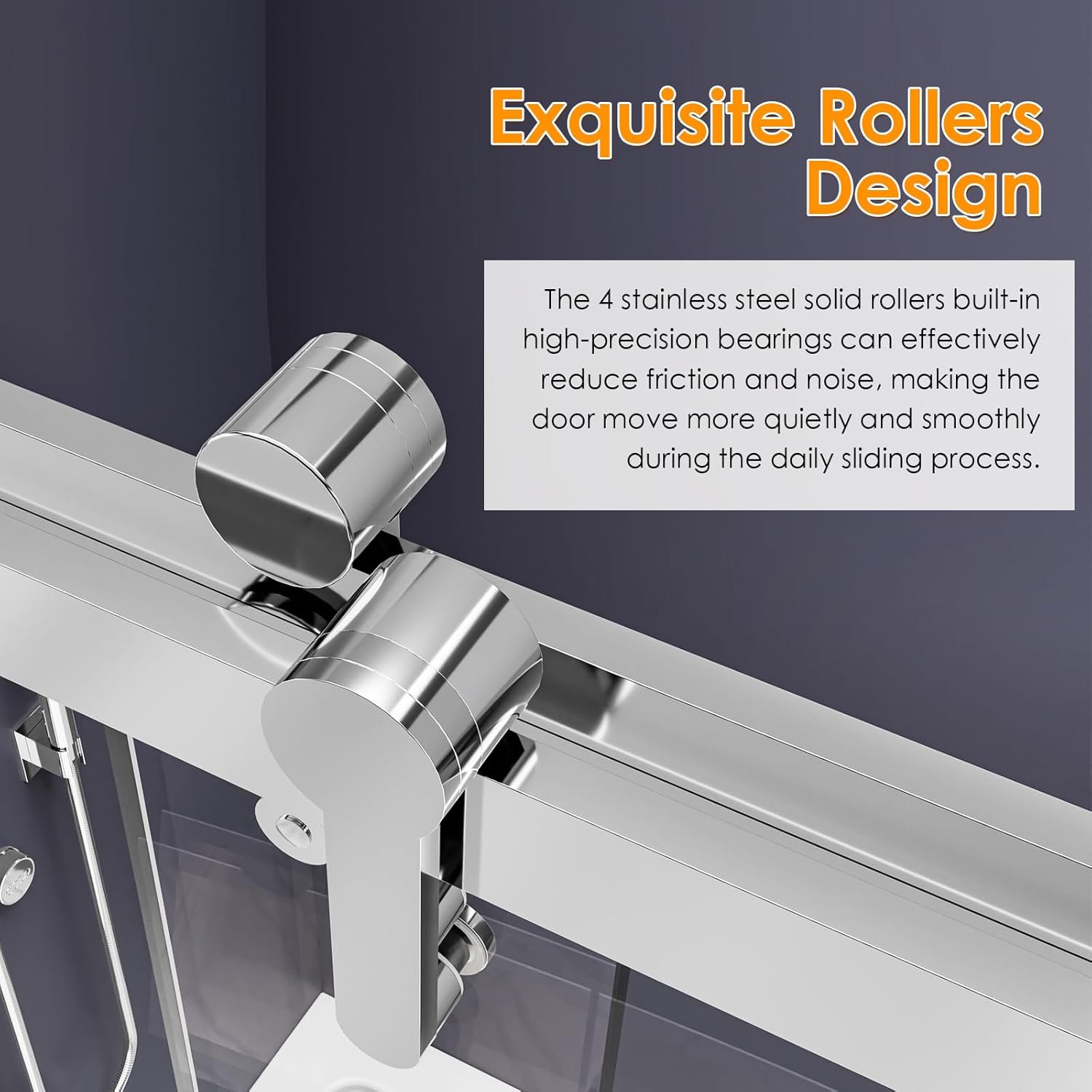 Double Sliding Shower Door 56-60" W x 76" H with 5/16" (8mm) Tempered Glass, Glass Shower Door, Stainless Steel Frame, Easy to Clean Coating, Chrome Finish