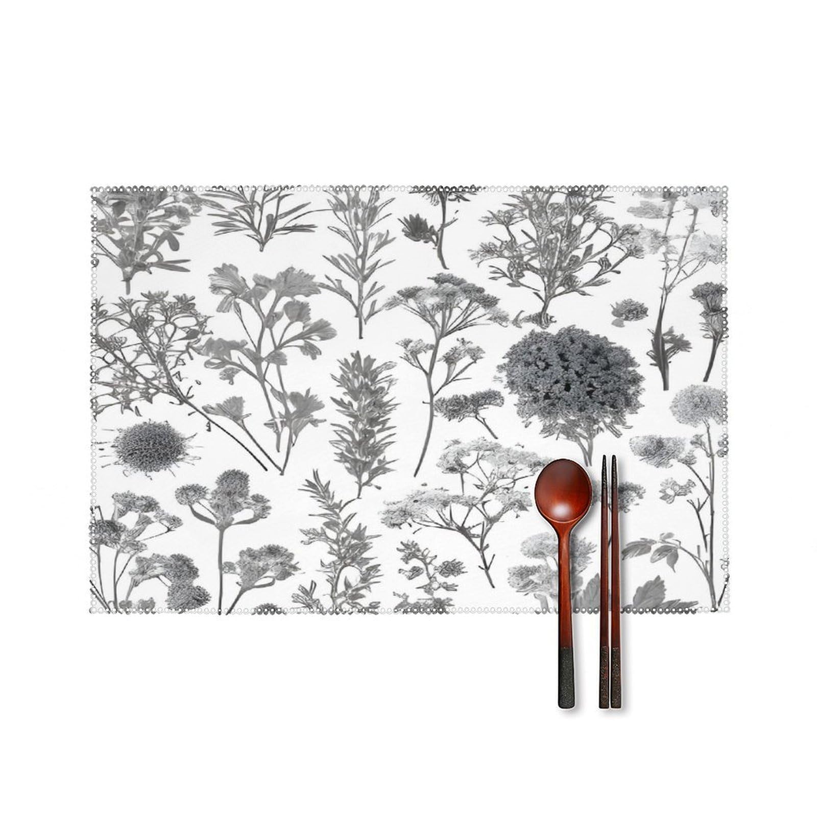 Fodpand Style Flowering Herbs Placemats Set Of 4 Place Mats Table Mats