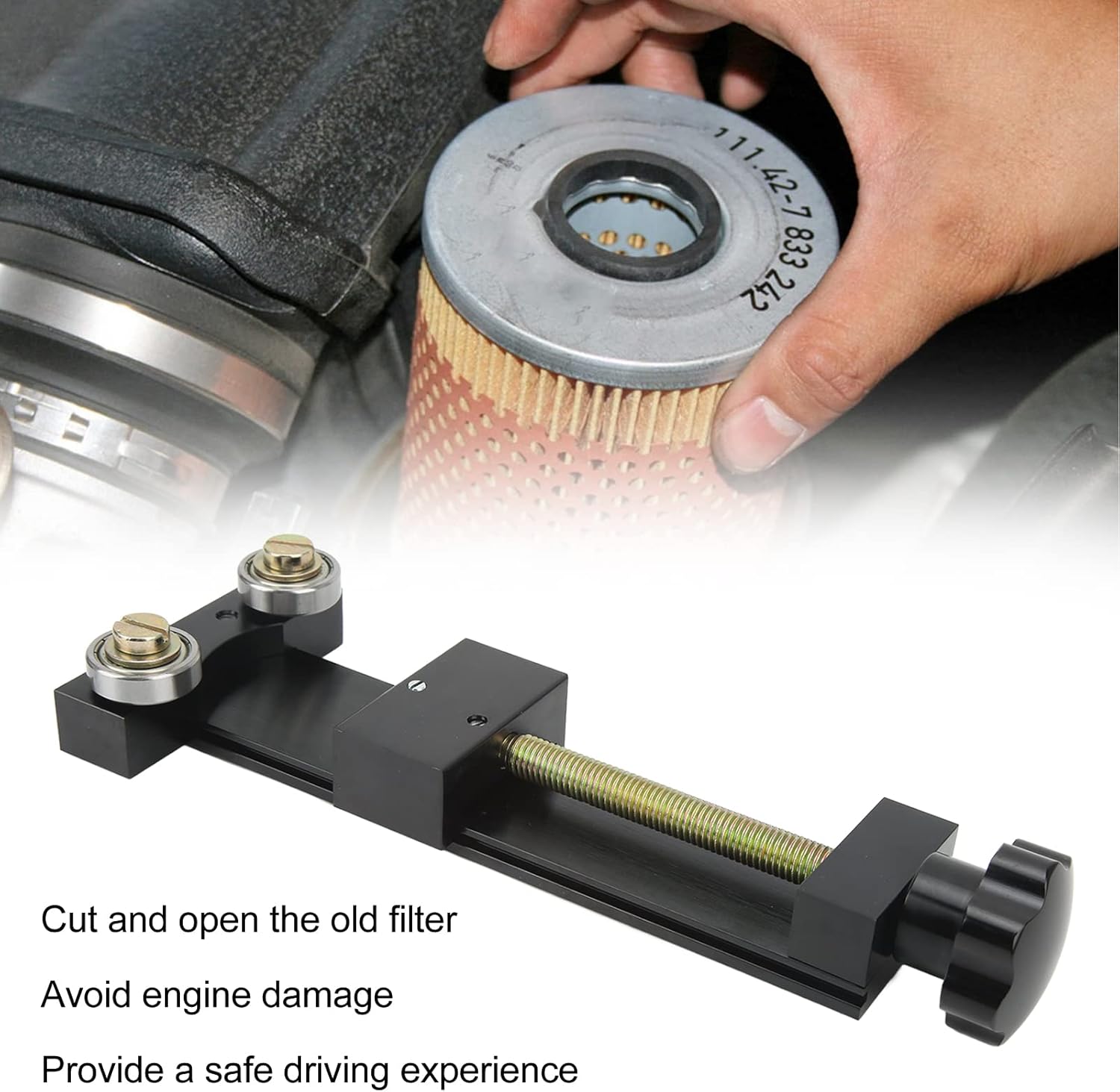 66490 Oil Filter Cutter, Zinc Alloy Oil Filter Cutter - 1-3/4in to 5-3/4in - OE 66490 - Car and Truck Maintenance Tool (Black)
