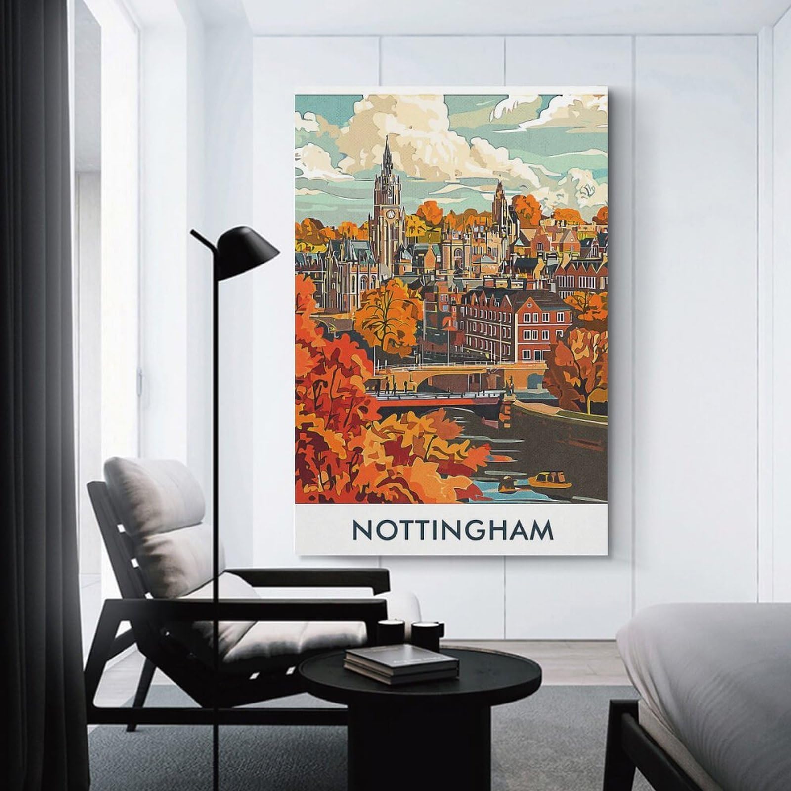 Junmoney Home Decor Wall Art Nottingham Cityscape, 12x18inch(30x45cm), for Flats, Guest Rooms Or Compact Rooms, Wall Decor with Flexible Room Appeal