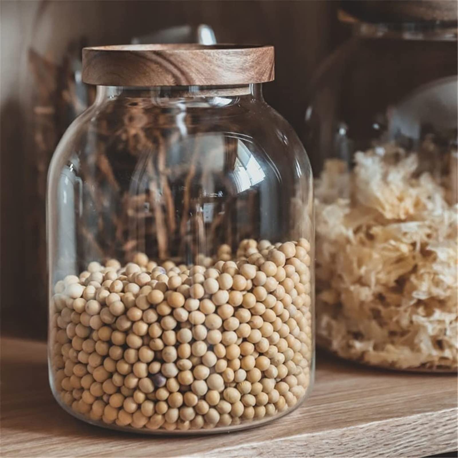 CMBSSTFC Szklane słoiki do przechowywania Szafka kuchenna Przezroczysty dozownik ziarna Słoik na słodycze Home Decor (pojemność 1250 ml)