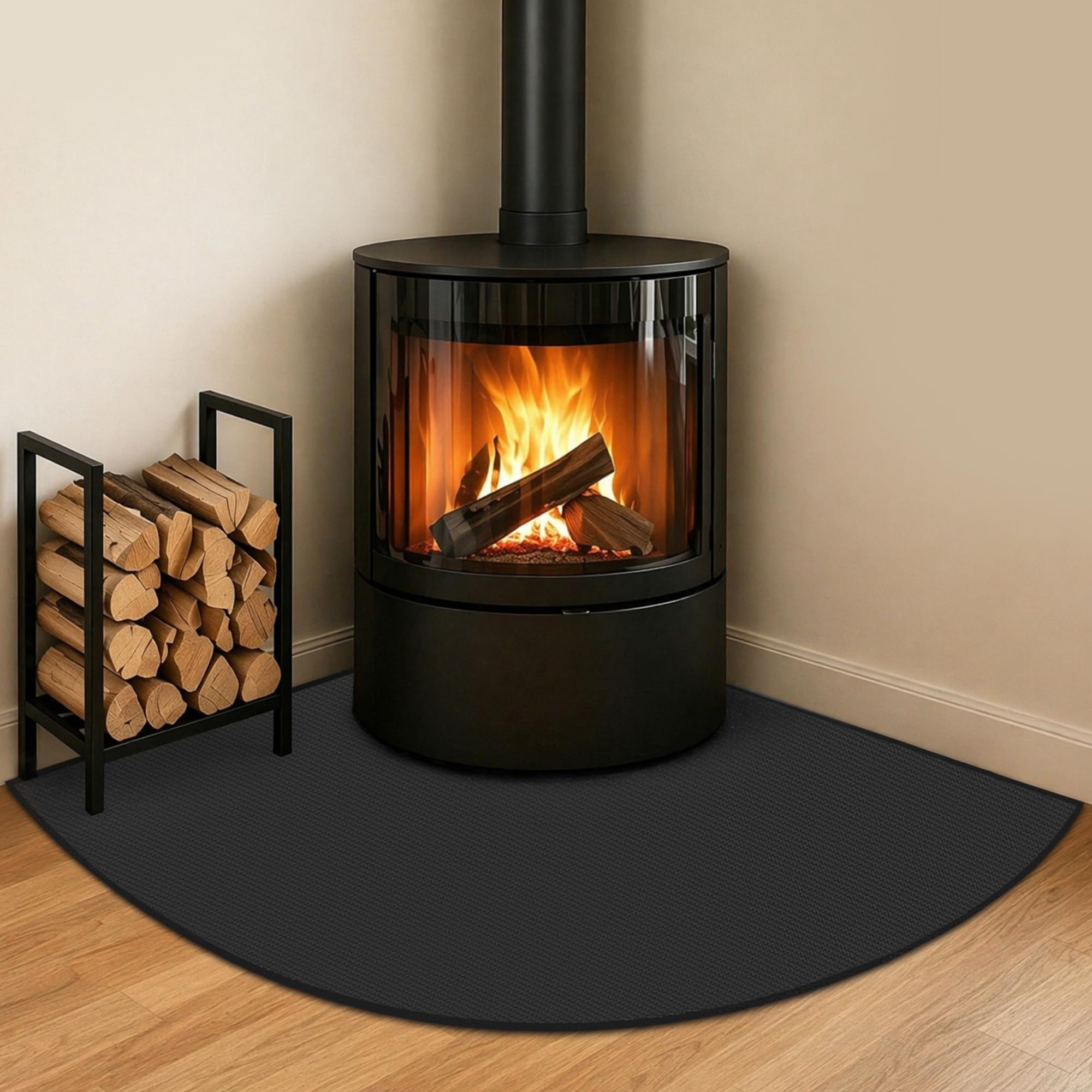 Tapis de cheminée Noir 110 x 110 x 0,1 cm