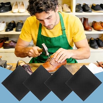 Self-Adhesive Boot Heel Replacement, 4 PCS 3mm Thick Anti-Slip Rubber Heel Replacement Tips Boot Heels Repair High Heels Rubber Sole Sheet Pads Protectors for Women Men Repairs Pad Accessories, Black