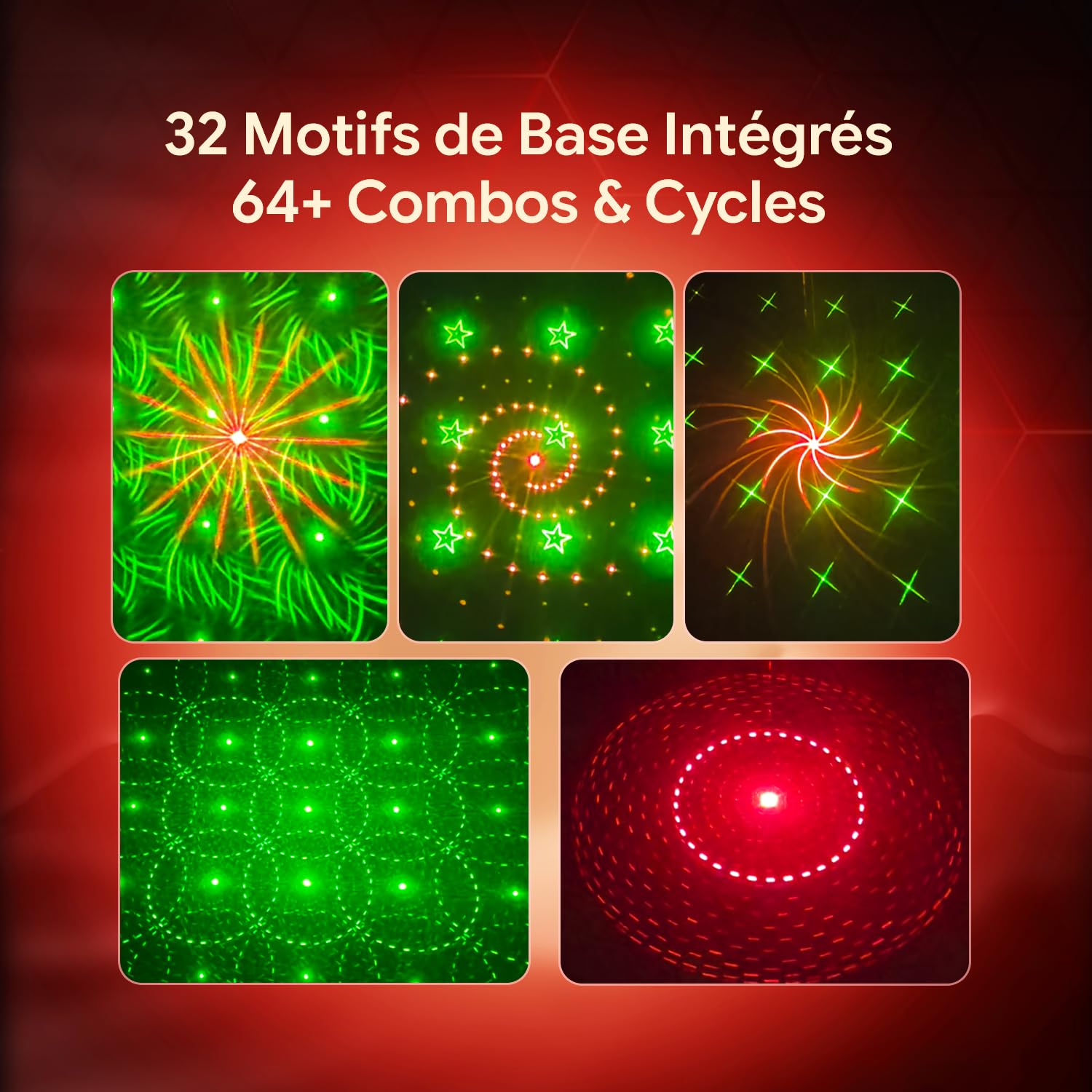2PCS Mini Lampe de Scène Batterie, R/G Lumière Disco avec 64 Effets Lumineux Dynamiques et Son Activé, Rechargeable par Type-C, Jeux de Lumiere pour Soirées Anniversaire Noël Mariage