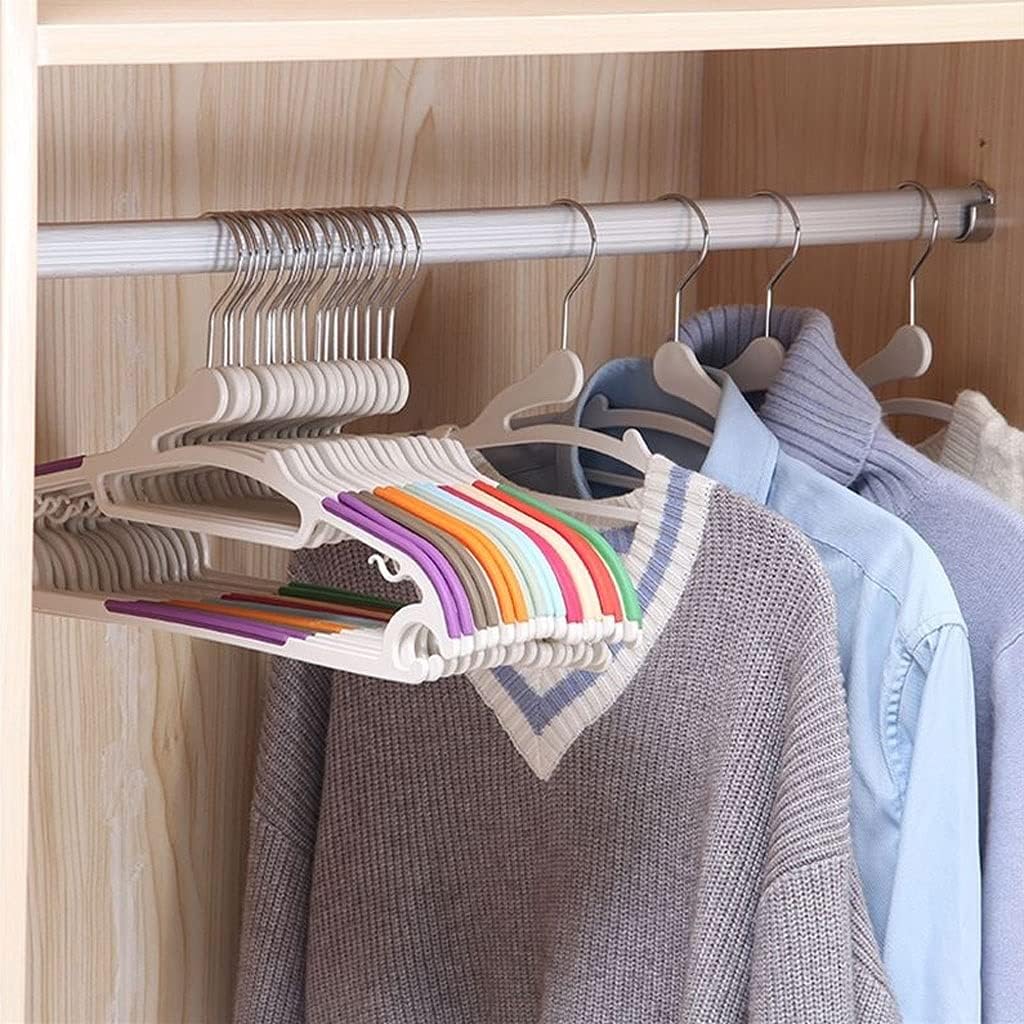 Multifunctional Hanger with Hook Coat Coat Rack Clothes Drying Rack Plastic Non-Slip Hanger 5 Color Optional(Red)