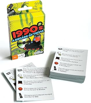 Outset Media 1990s A Decade of Trivia Travel Pack Card Game - for Ages 12 and up