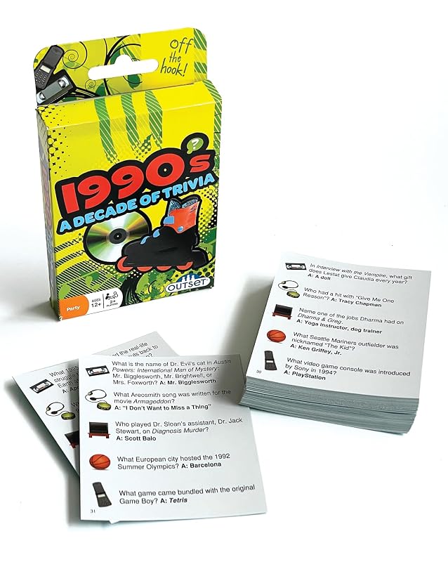 Outset Media 1990's A Decade of Trivia Travel Pack Card Game - for Ages 12 and up