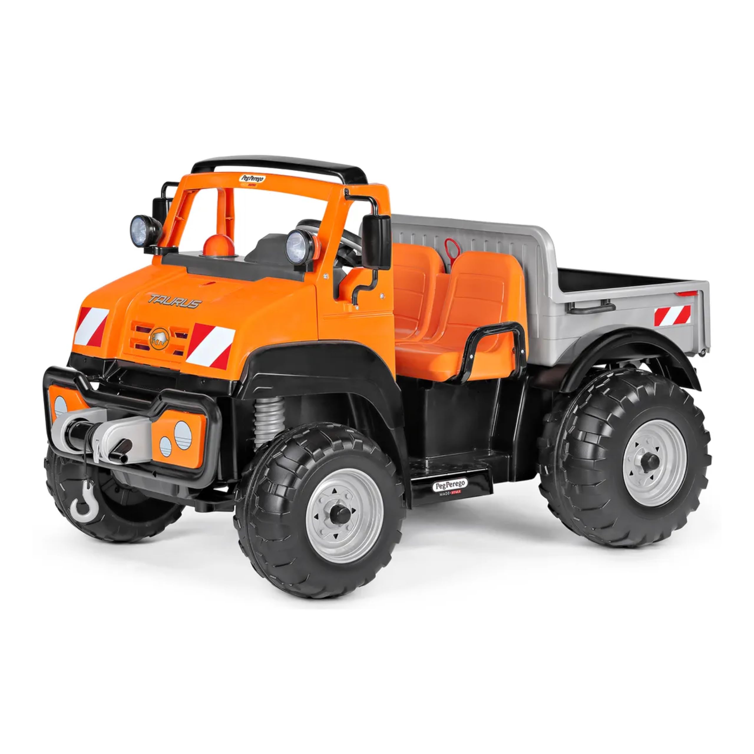 PEG Taurus Utility Truck Elettrico Cavalcablile per Bambini dai 3 Anni, Camion Elettrico con Cassone Ribaltabile, Batteria Ricaricabile da 12V, Motore 350W, Luci e Suoni, 2 Marce