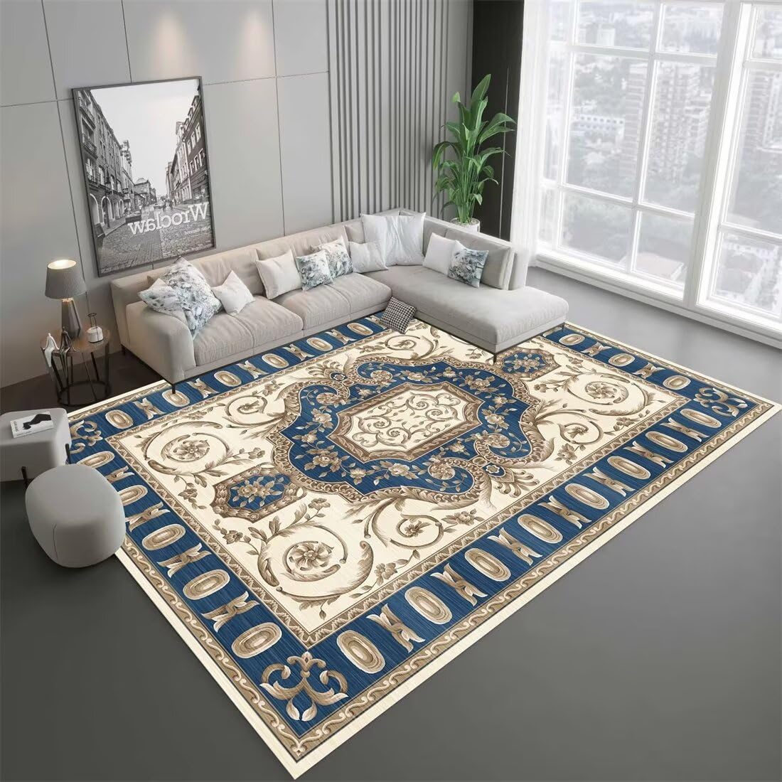 Tapis lavable en machine salon play mat tapis de canapé bleu