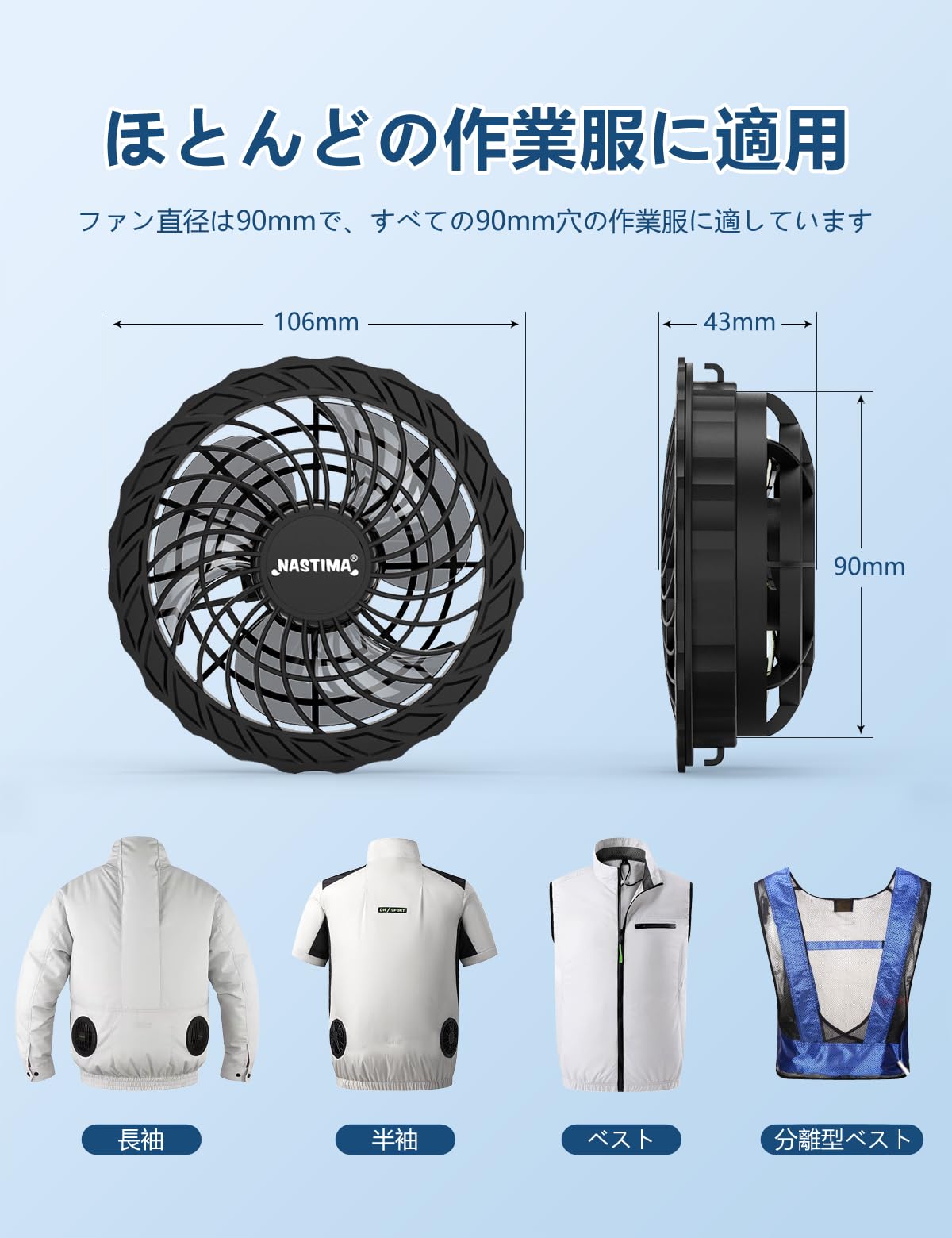 Amazon.co.jp: Nastima 空調作業服用ファンバッテリーセット『2025年新