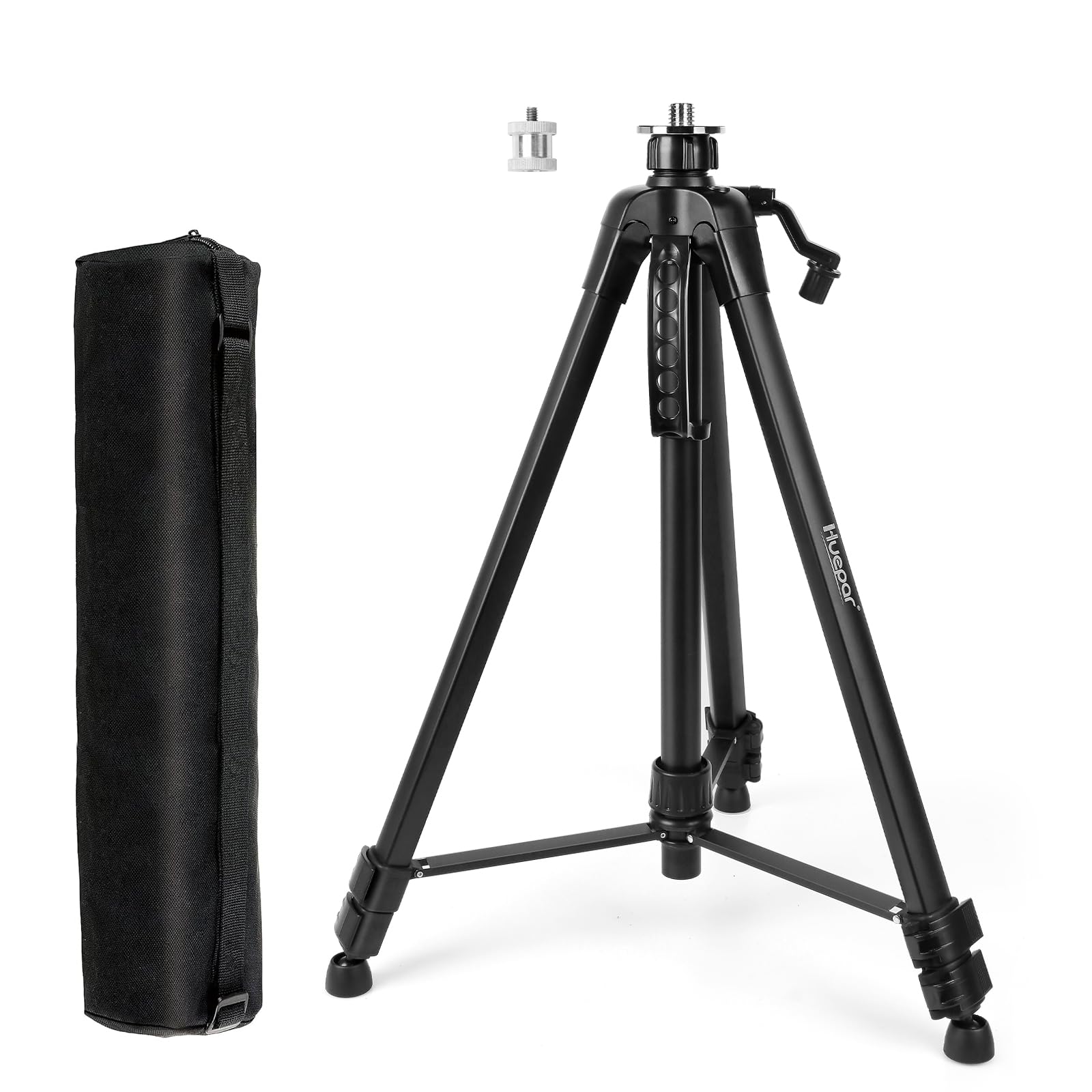 62.2-inch Laser Level Tripod - Huepar 5/8"-11 Flat Head and 1/4"-20 Screw Adapter Aluminum Tripod for Laser Level, Line Lasers, Point Lasers, with
