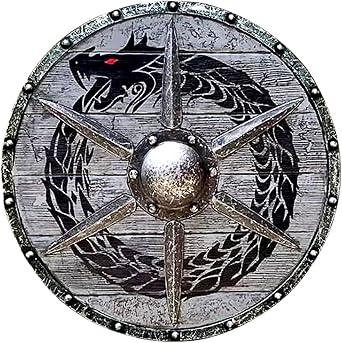 Medieval Shield for Battle Dragon Round Shield for Soldier Viking Shield Handcrafted Reenactment Safety Shield