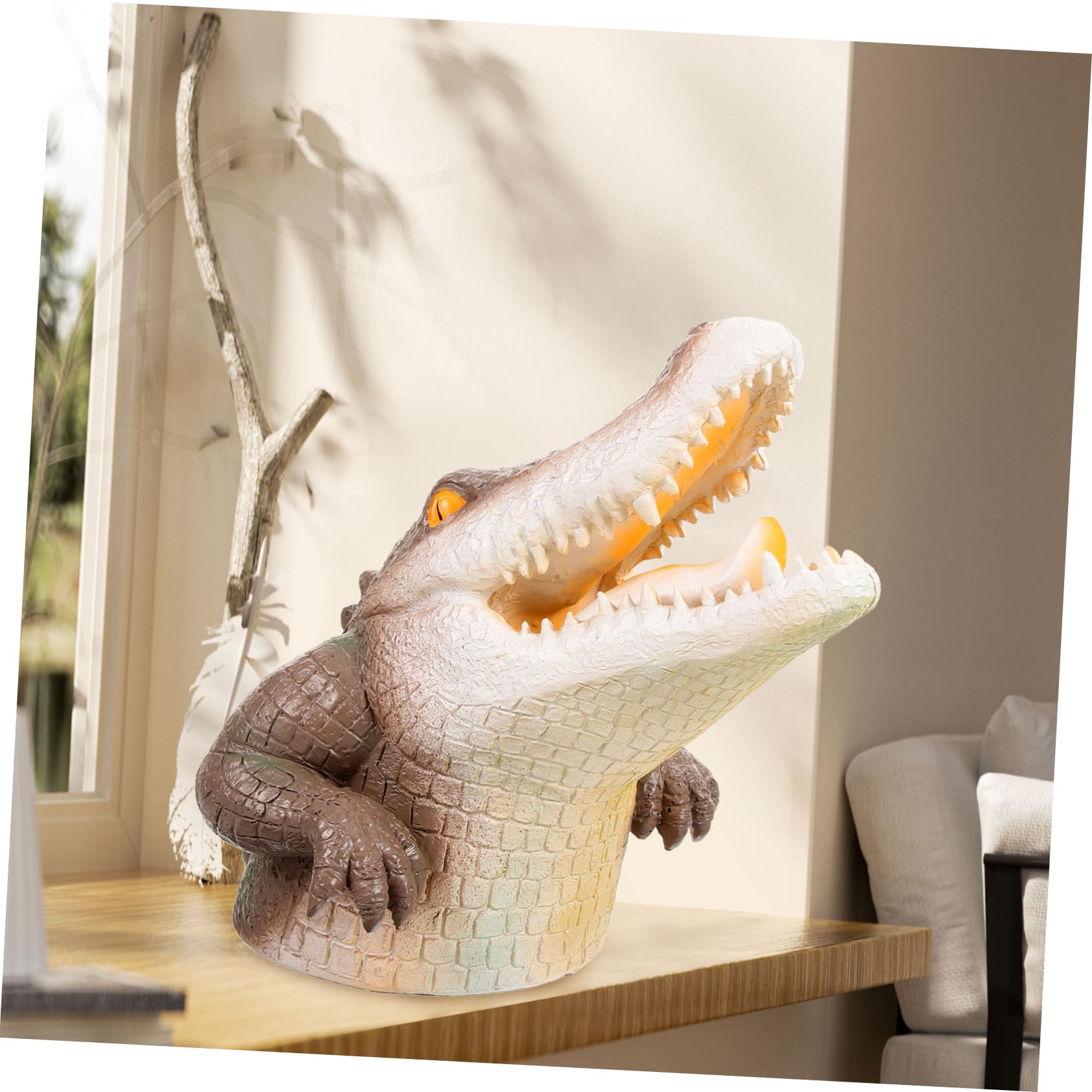 Toddmomy Realistische Krokodilkopf Tierstatue aus Kunstharz, Schwimmend | Teich und Pool, Dekorativ und Leicht, Charmantes Kopfmodell für Gartenliebhaber
