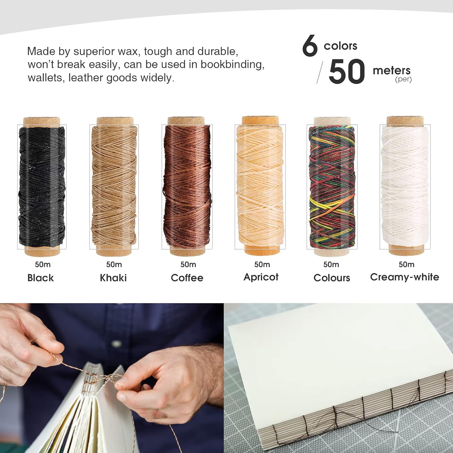 DEEDYGO Bookbinding Kits, Hand Book Binding Kit Starter Tools Set, Bookbinding Supplies Kit Including Genuine Bone Folder, Paper Awl, Large-Eye & Curved Needles, Wax Thread, Glue Brush, Steel Ruler