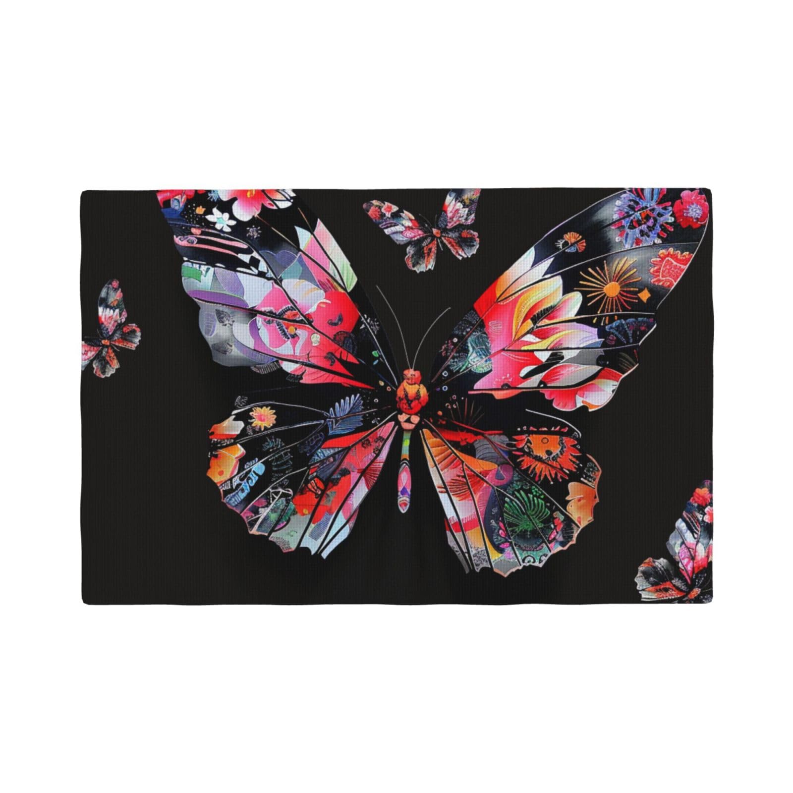 Pretty butterfly Print Print Placemats Set, Heat Resistant Washable Placemat 12x18in Table Mats for Party Kitchen Dining Table Decoration Indoor Outdoor, Four Pieces