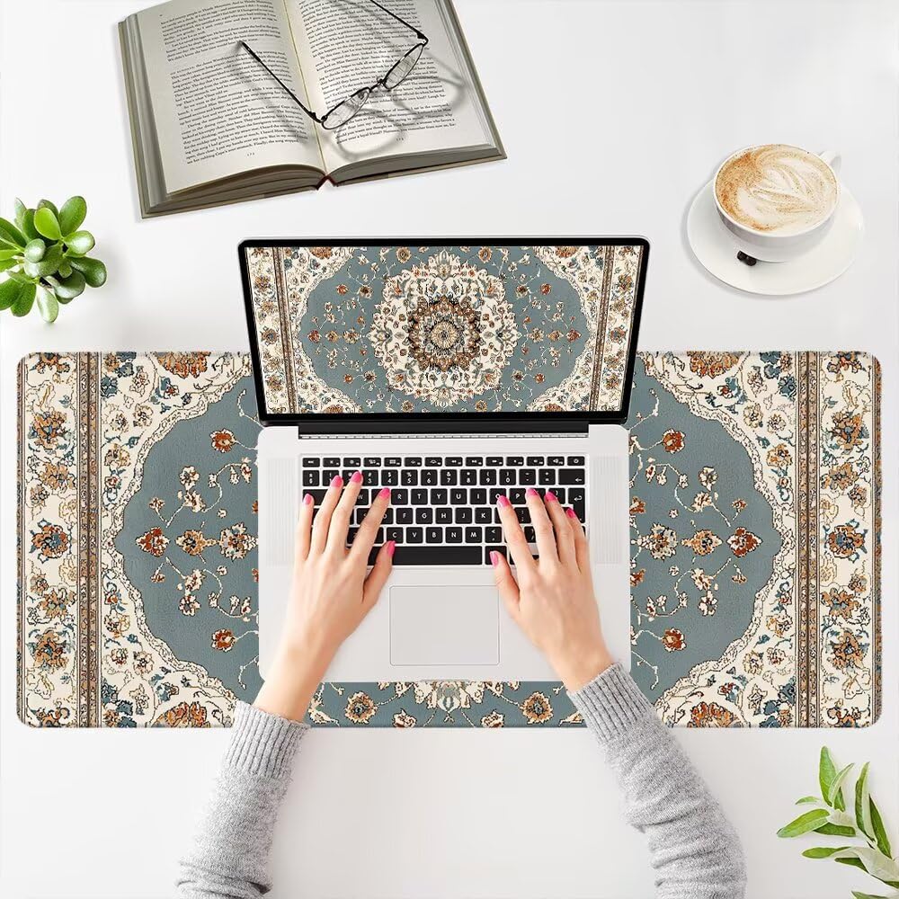 Podkładka pod mysz retro, podkładka pod mysz XXL 1200 x 600 x 3 mm, podkładka pod mysz do gier Mandala podkładka na biurko, podkładka pod mysz z antypoślizgową gumową podstawą, podkładka pod mysz