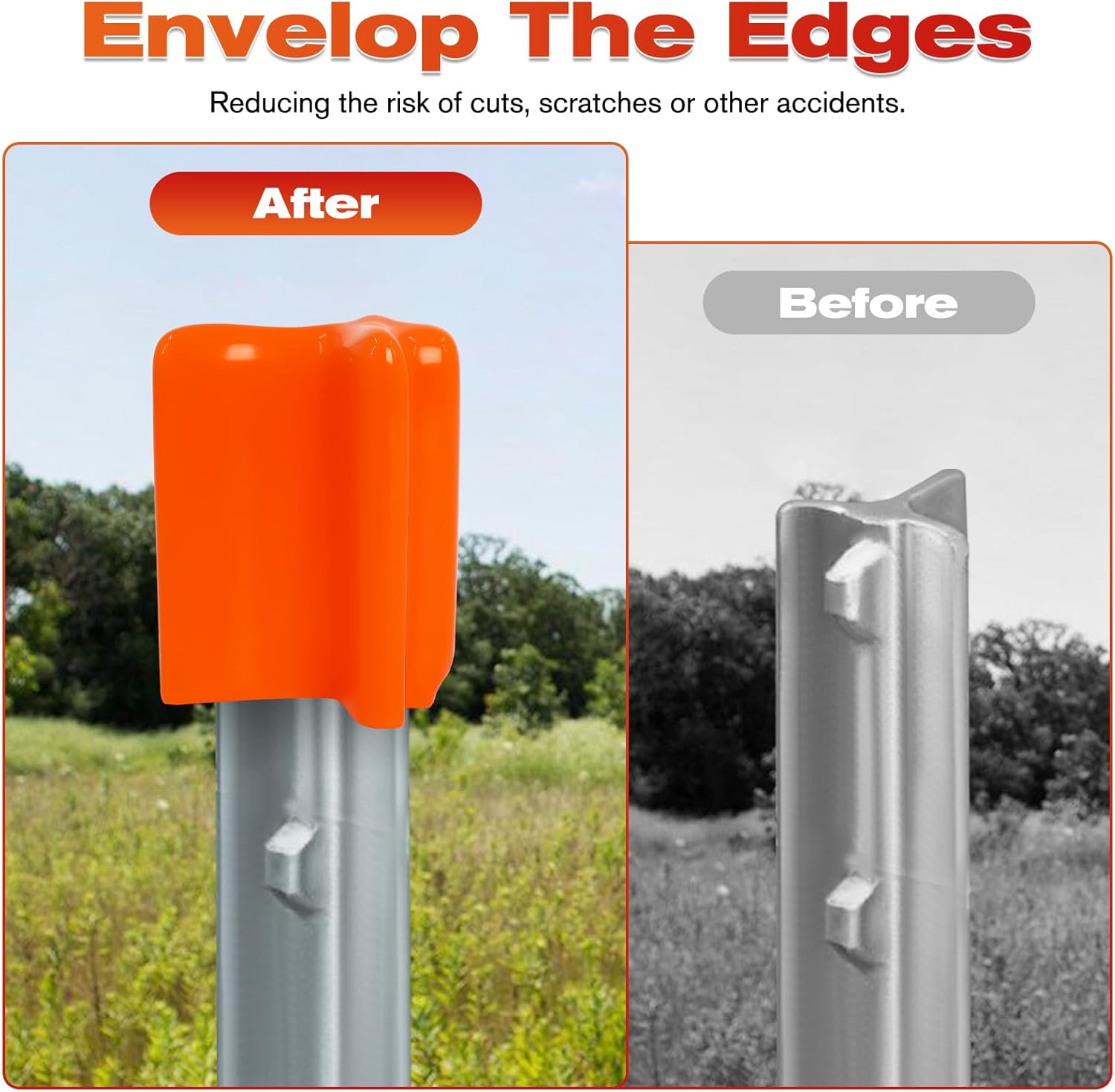 50 Pcs T Post Caps, Vinyl T Post Topper Safety Tpost Caps, T Post Safety Caps, Orange