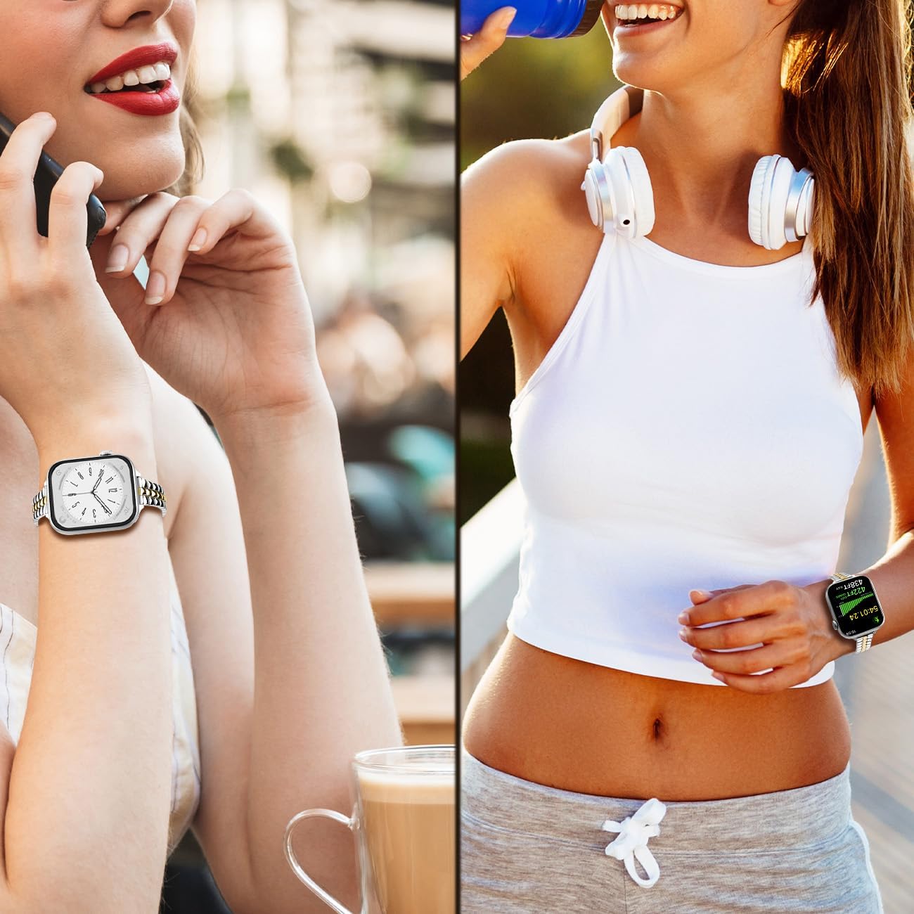 Juntan Slim Stainless Steel Band fits Apple Watch Bands for Women 49mm 45mm 44mm 42mm 41mm 40mm 38mm, Dressy Women for iWatch Bands, Metal Strap for Apple Watch Band Series 10 9 8 SE 7 6 5 4 3 Ultra 2 1 - Image 7