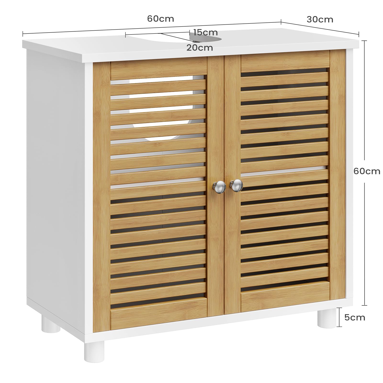 Meuble sous Lavabo,Armoire de Salle de Bain avec Tiroir,2 Cases Derrière la Porte, Meuble de Salle de Bain avec Étagères Réglable, Moderne Armoire sous Vasque, 30 x 75 x 60 cm, Blanc