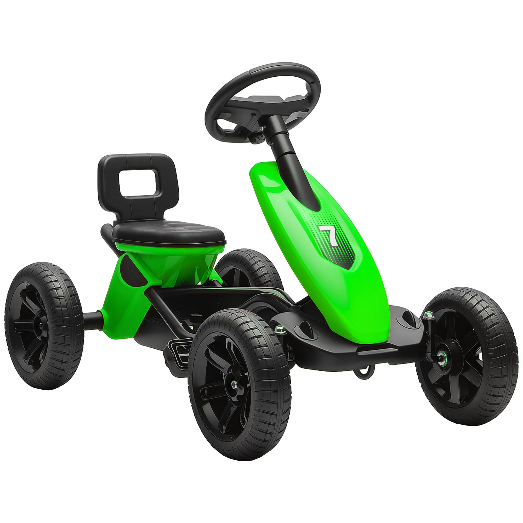 AIYAPLAY Kart a pedales para niños, go-Kart para niños con ruedas de EVA silenciosas, avanzar y retroceder, coche a pedales para niños de 2 a 5 años, color verde