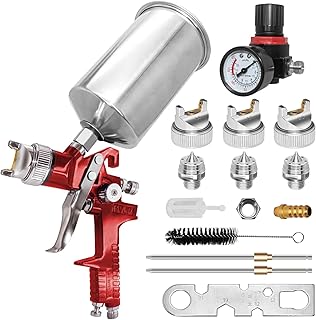 Professional HVLP Spray Gun Kit: HVLP Gravity Feed Air Spray Gun with 1.4mm 1.7mm 2.0mm Nozzles, Spray Paint Gun with 1000cc Aluminum Cup & Gauge for Auto Paint, Primer, Clear/Top Coat & Touch-Up