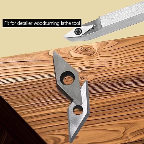 Miniatura 4 de Insertos de carburo de diamante Ci4 cortadores de carburo de 10 × 1.102 in con 2 puntos de radio, cuchillas de carburo de repuesto para detallador,