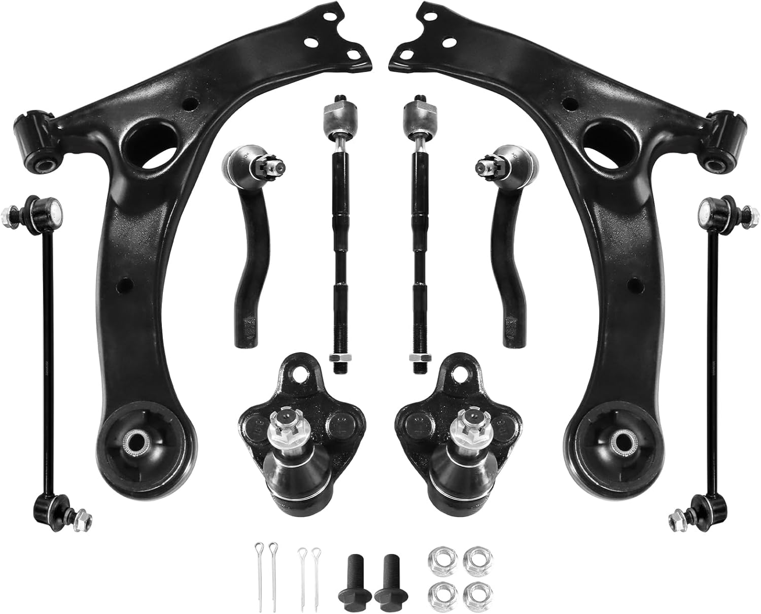 Front Suspension Kit for Toyota Corolla 2003 2004 2005 2006 2007 2008, 2 Lower Control Arms 2 Ball Joints 2 Sway Bar Links 4 Outer & Inner Tie Rods Replacement 10pcs
