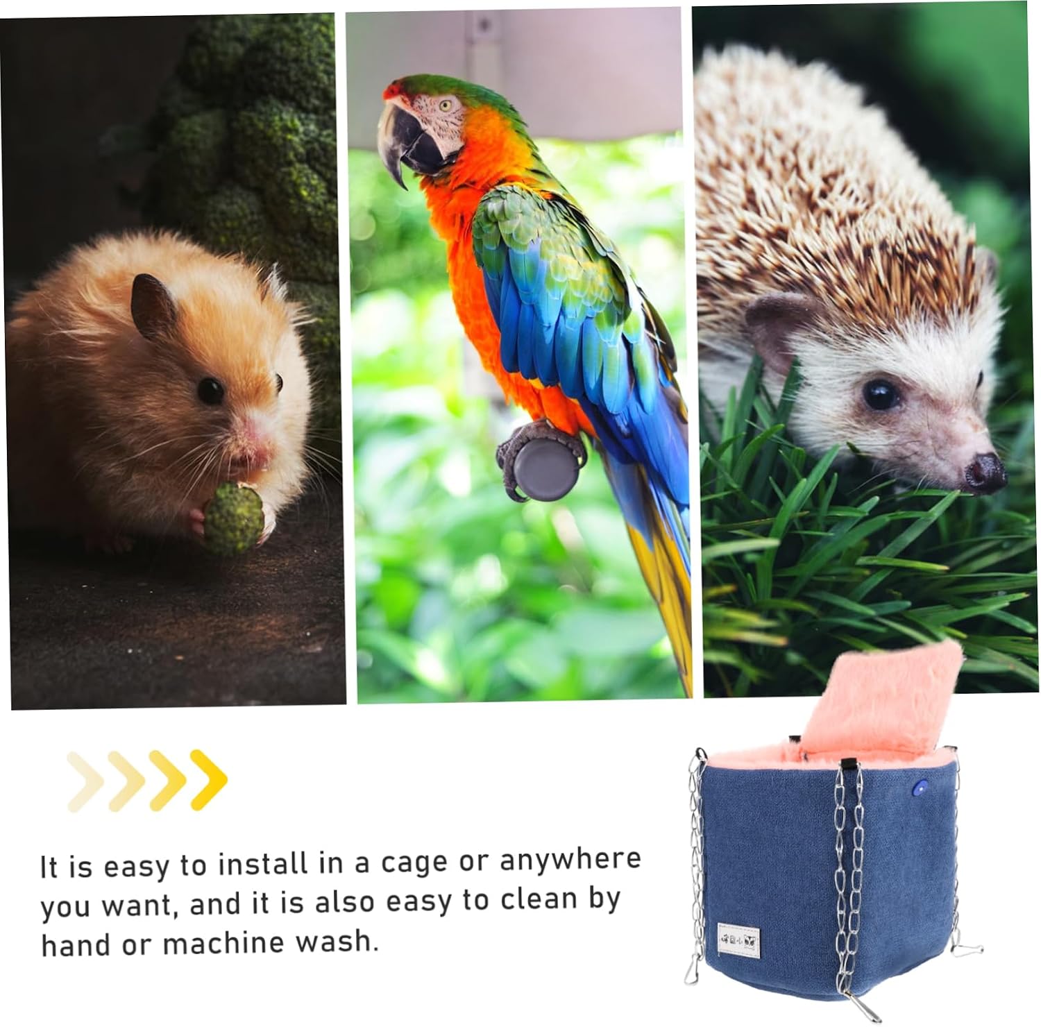 YARNOW Small Pets Hammock Nest Warm Sleeping Bed for Hamsters Parrots and Small Animals Cozy Hanging Bed for Secure Season