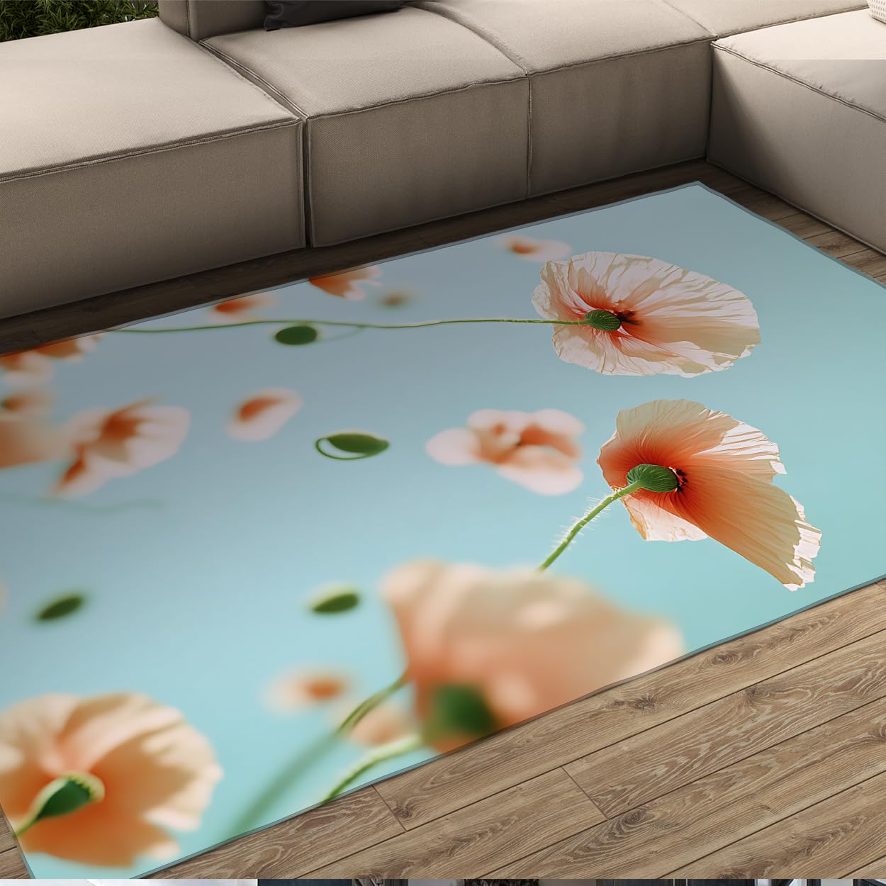 Tapis antidérapant et lavable 160x230cm bleu pour salon