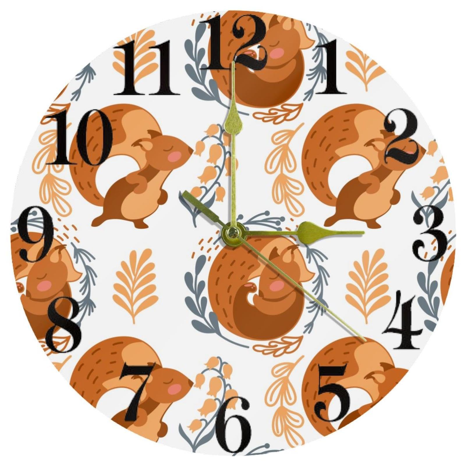 Horloge murale silencieuse écureuil sans tic-tac pour sommeil paisible bébé