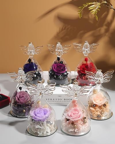 Miniatura 7 de Regalos de rosas preservadas para mujeres en figuras de ángel de cristal, regalos de cumpleaños para mujeres, regalos de rosa de ángel para ella,
