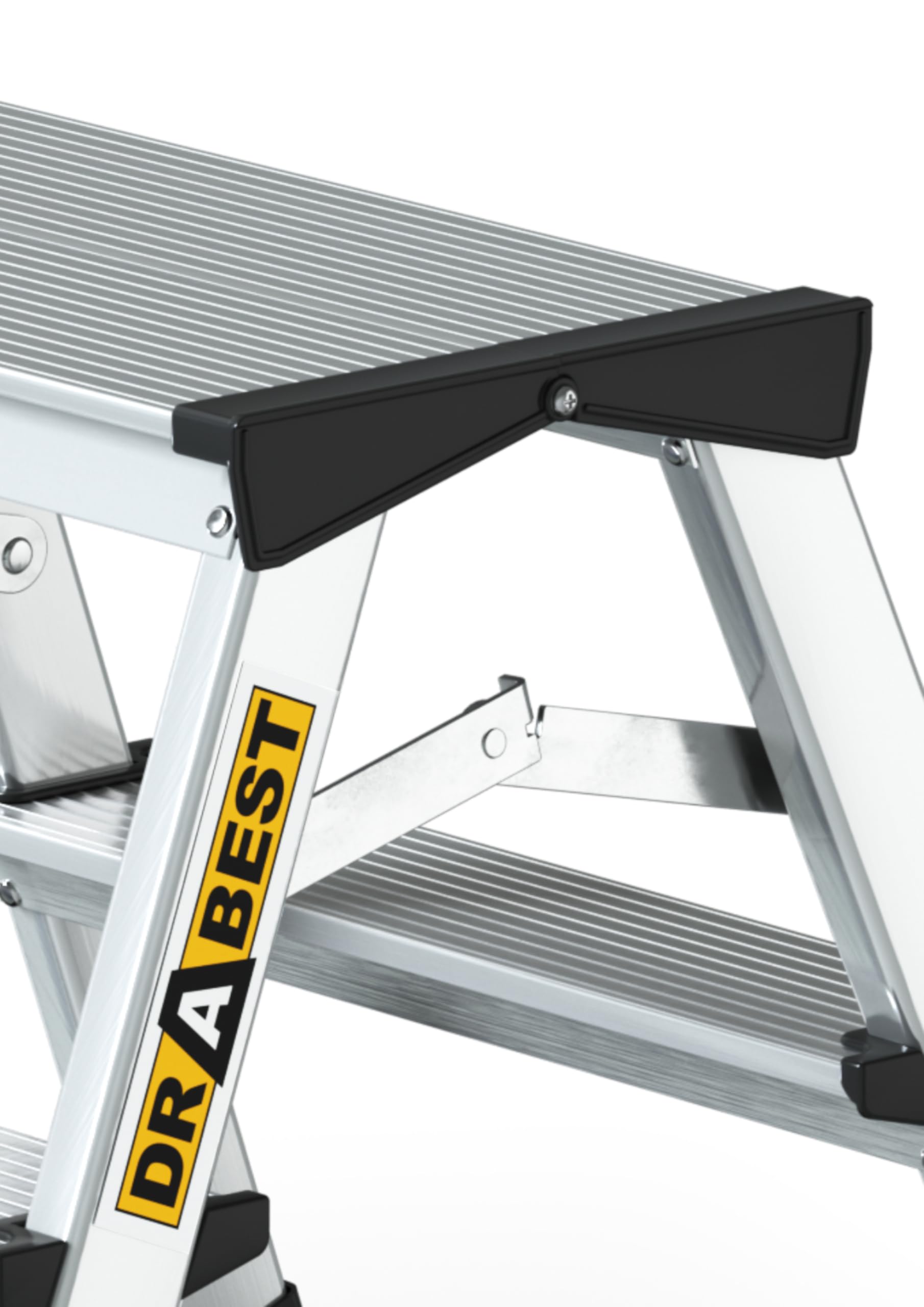 DRABEST Escalera de Tijera peldaños Plegables Escalera de Aluminio Escalera doméstica accesible por Ambos Lados 2x2 peldaños cargable hasta 125 kg