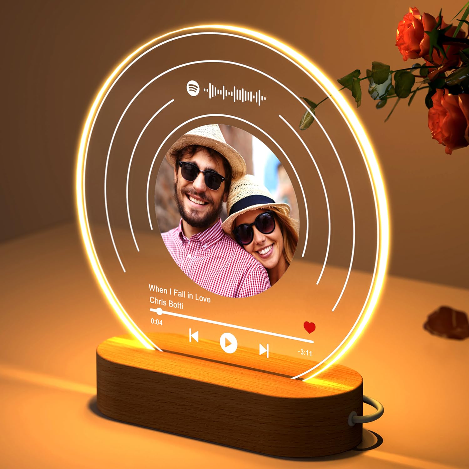 Custom Spotify Plaque With Picture - Personalized Song Night Light Gift