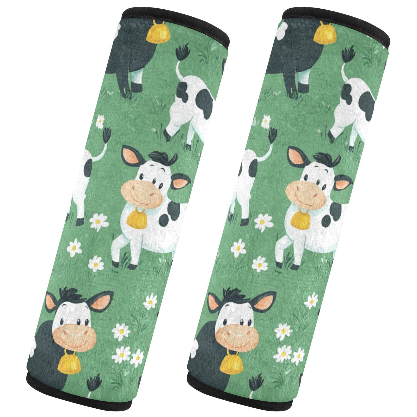 Seat Belt Covers 2 Pack Cute Car Seat Strap Covers Super Soft Funny Cows Car Seat Neck Cover for Boys Girls Adults Babies M