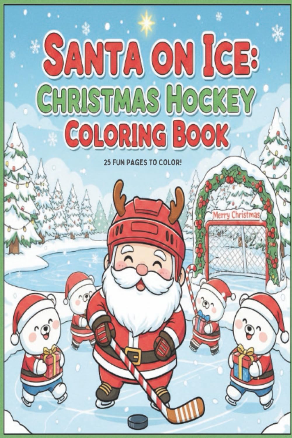 Santa on Ice: Christmas Hockey Coloring Book