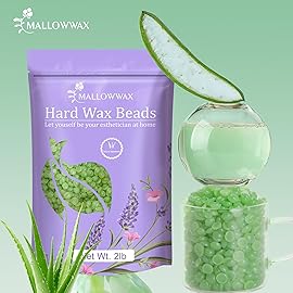 Mallowwax 2LB Aloe Hard Wax Beads, Hair Removal Wax for Full Body, Eyebrow, Legs, Bikini Brazilian Waxing - Perfect for Coarse and Fine Hair