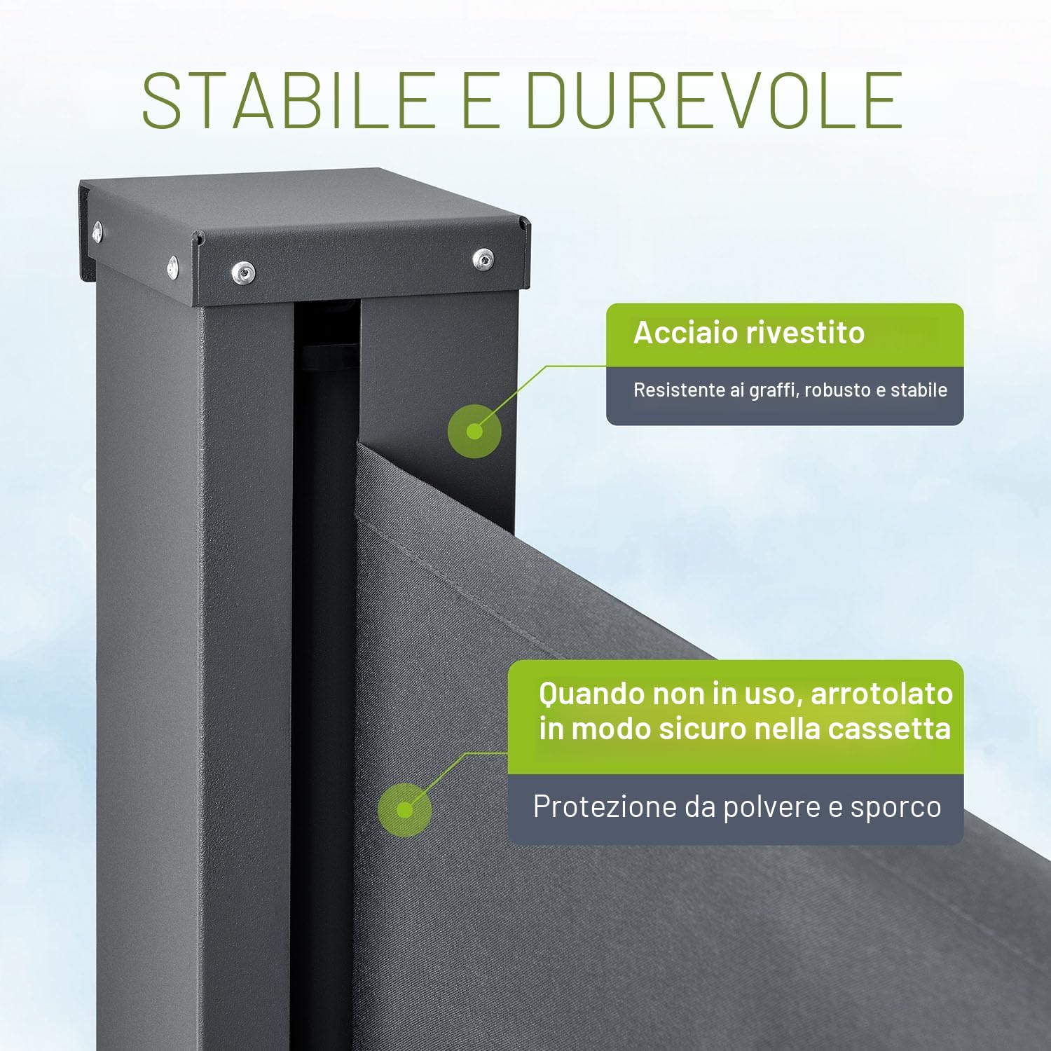 Juskys Tenda laterale Dubai 500 x 160 cm estensibile coprente frangivista frangivento balcone terrazza antracite