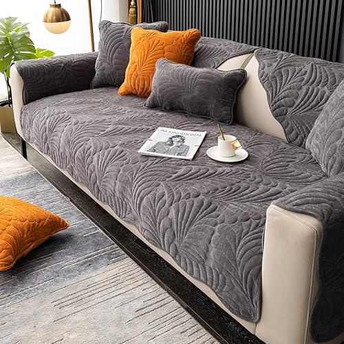 Miniatura 2 de Funda para sofá con diseño de hojas de palma, de felpilla, acolchada de felpilla, 1 pieza, antideslizante, suave, protector de muebles para
