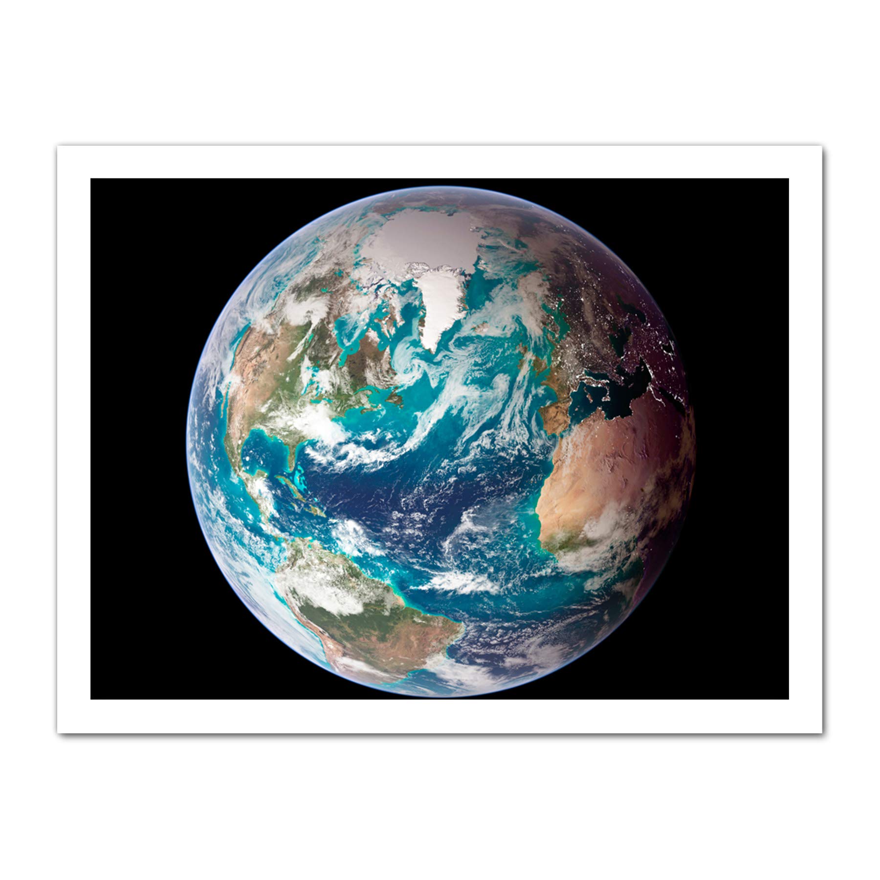 Artery8 Blue Marble Earth Western Hemisphere Photograph Artwork Framed Wall Art Print 18X24 Inch