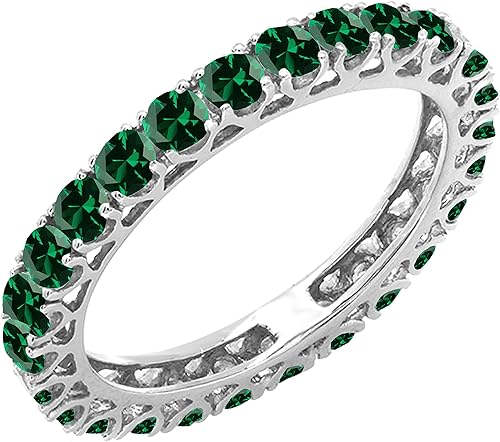 Dazzlingrock Collection Anillo apilable redondo de eternidad para mujer, con piedras preciosas creadas en laboratorio, disponible en oro de 10K14K18K