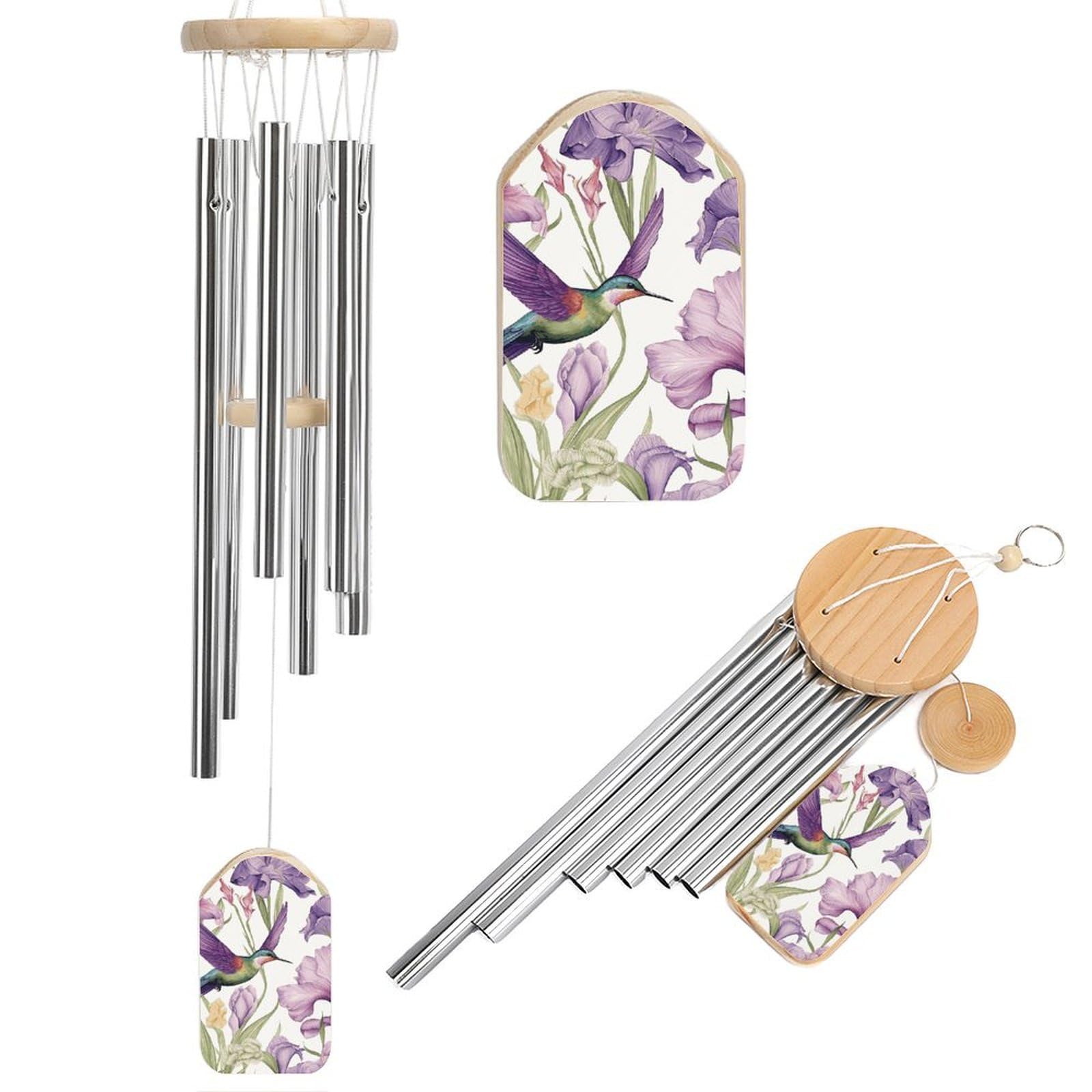 Carillon de jardin colibri extérieur de 52cm pour une ambiance de terrasse zen