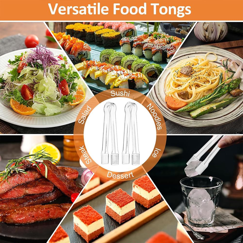Lot de 10 pinces de service jetables en plastique transparent pour buffet et bonbons glacés