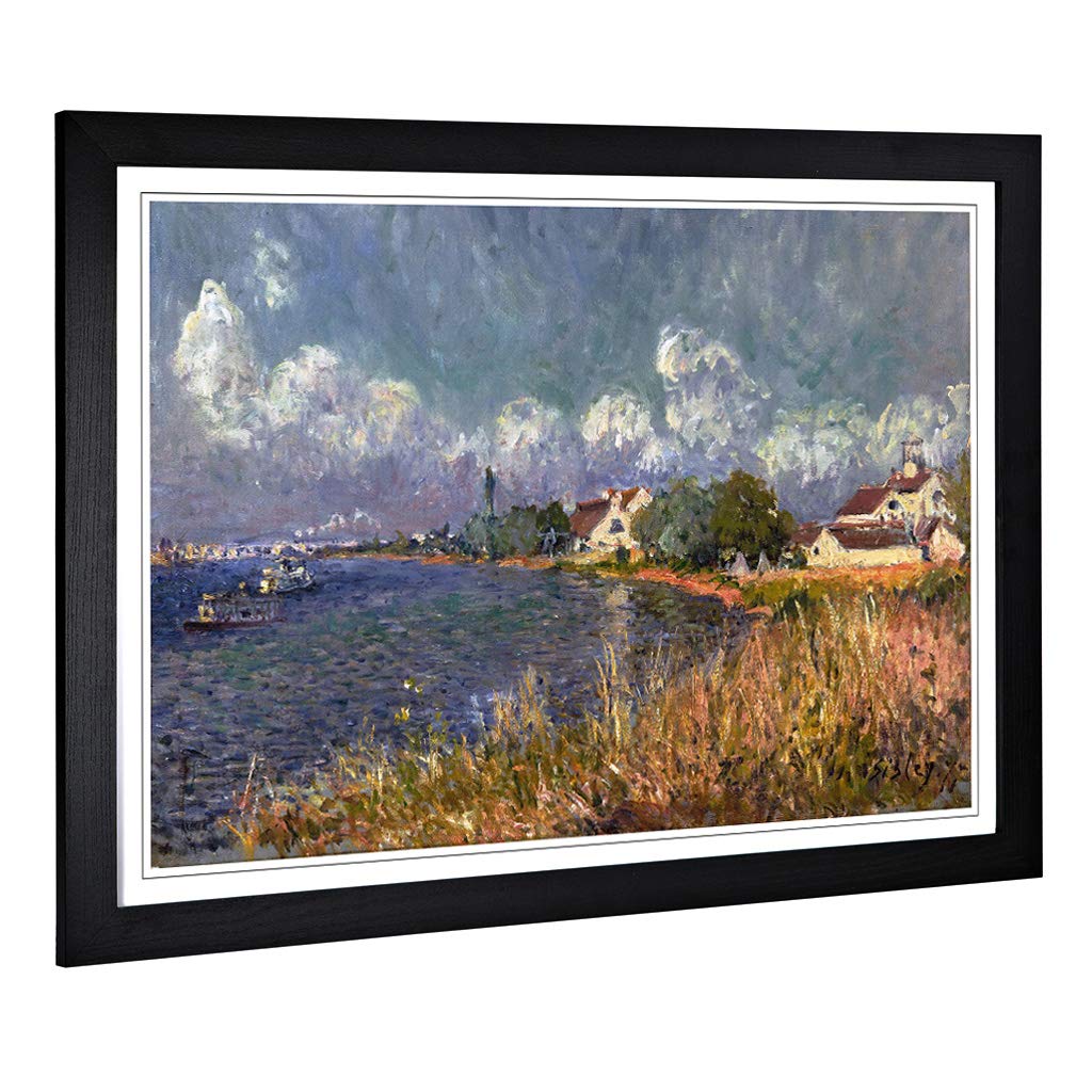 Big Box Art Framed Print of Alfred Sisley The Seine at Billancourt Design | Wall Art Picture | Home Decor for Kitchen, Living Room, Bedroom, Hallway, Black, A2 / 24.5x18 Inch / 62x45cm