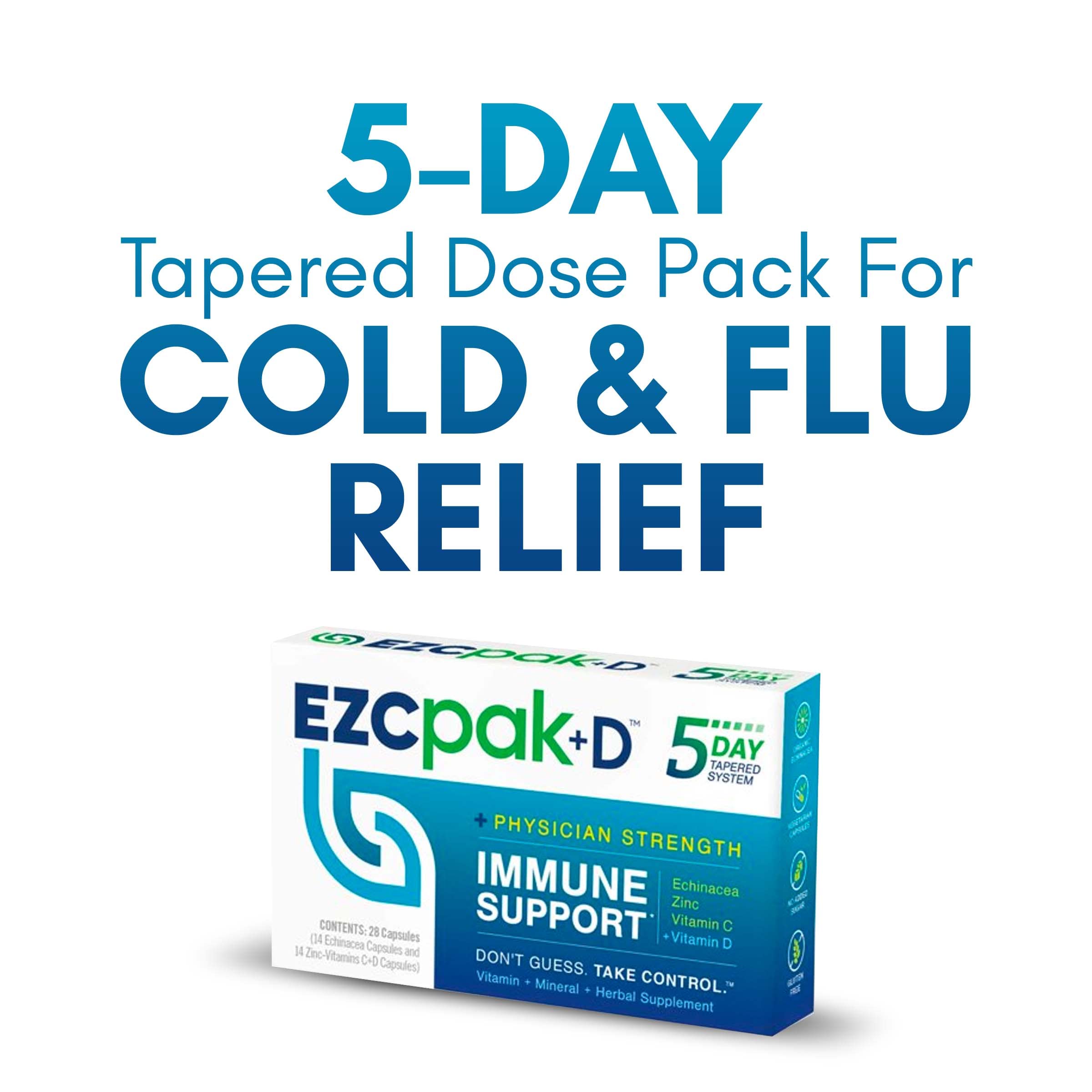 EZC Pak+D 5Day Immune System Booster for Cold and Flu Relief with