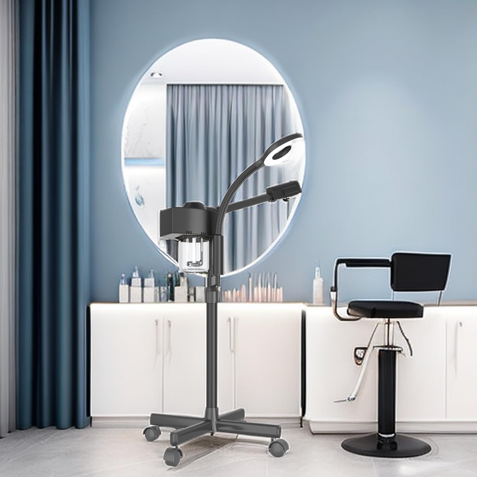 Professional Facial Steamer with Ozone and Magnifying Lamp, Black