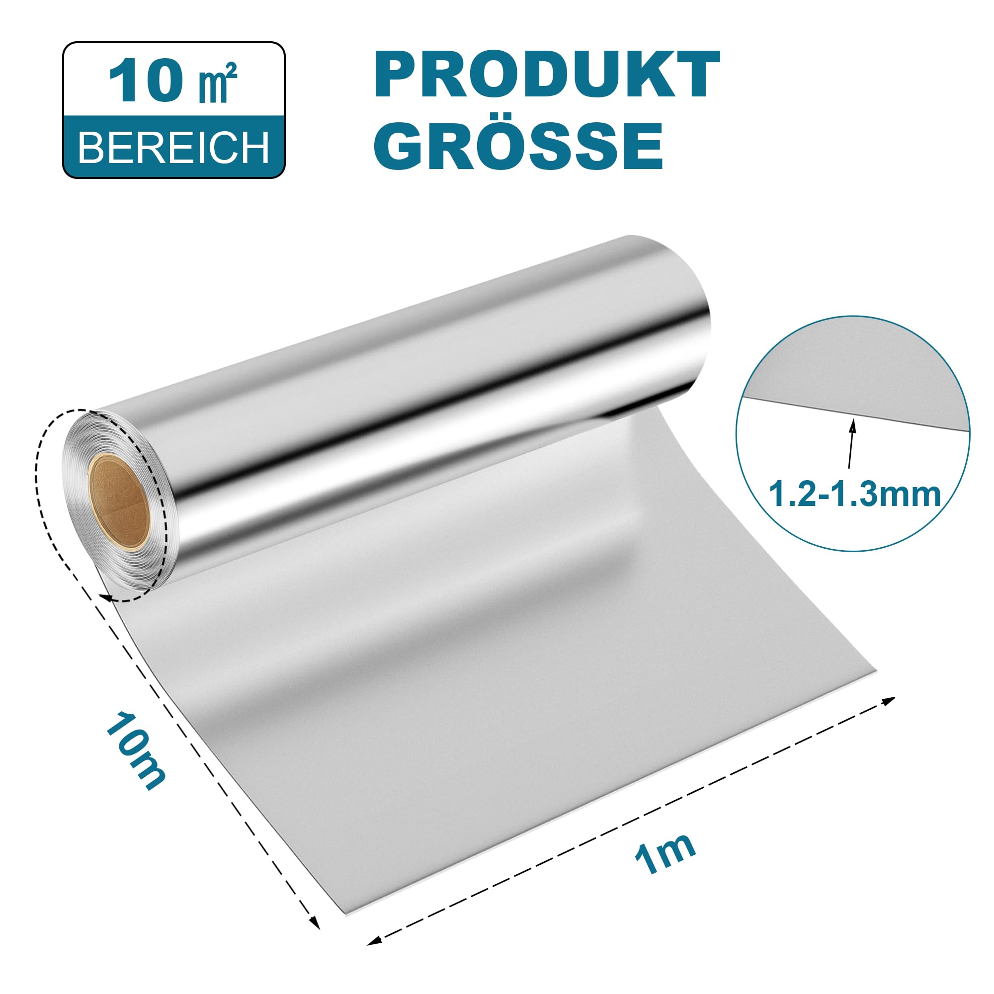 TEOV Dachfolie Aluminium 10㎡ Bitumenkleber Selbstklebend Dachbahn