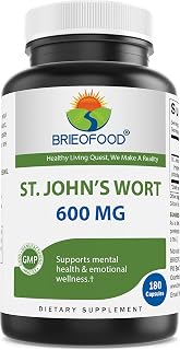 Brieofood St. John's Wort (Hypericum perforatum) 600 mg per Serving - 0.3% Standardized Extract - 180 Capsules - Promotes Positive Mood