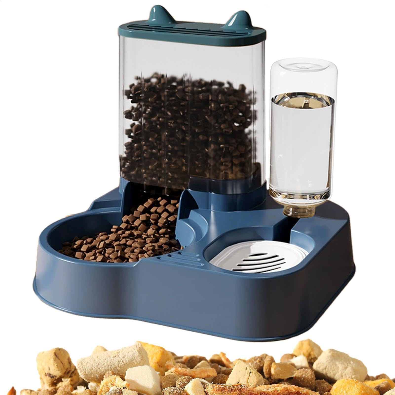 FGJsfhrDTU Water Food Dispenser, Automatic Dog Pet Storage Bowl(Blue)