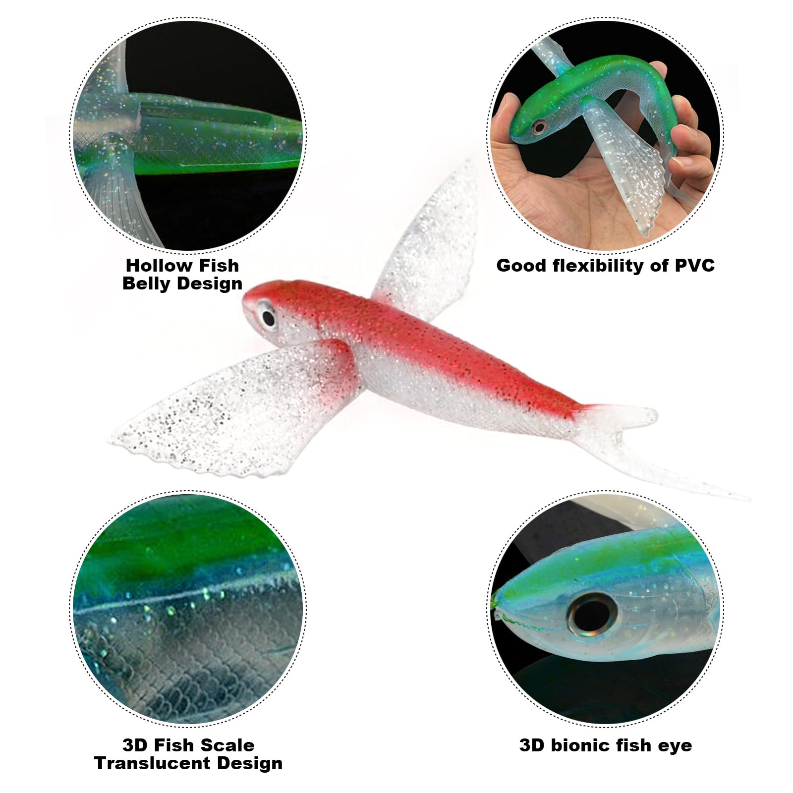 MASTERPRO Squid Spreader Bar Pesca Teaser, Offshore Gioco Pesca Pesca Traina Rig, Acciaio Inox 3/5 Anelli, 7/11 Calamari in Gomma Verde o Rosa